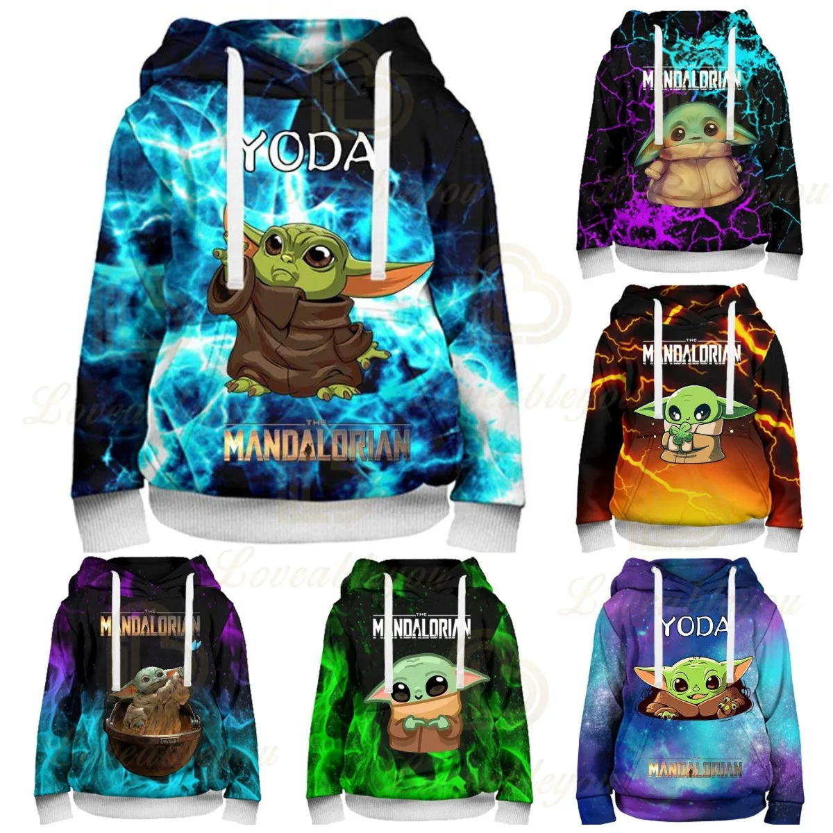 

Christmas Boys and Girls 3D Thin Hoodie Hoodie Kids Disney Baby Yoda Mandalorian Hip Hop Streetwear Hoodie Birthday Gift