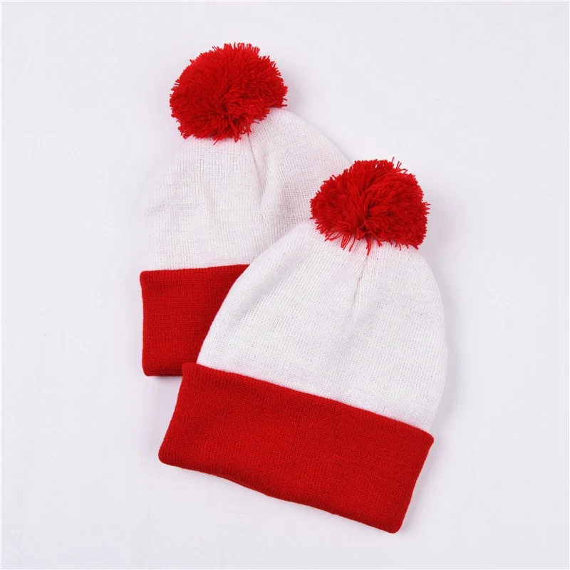 Шапка с помпоном WZCX в стиле унисекс Рождественская шапка прострочкой уличная