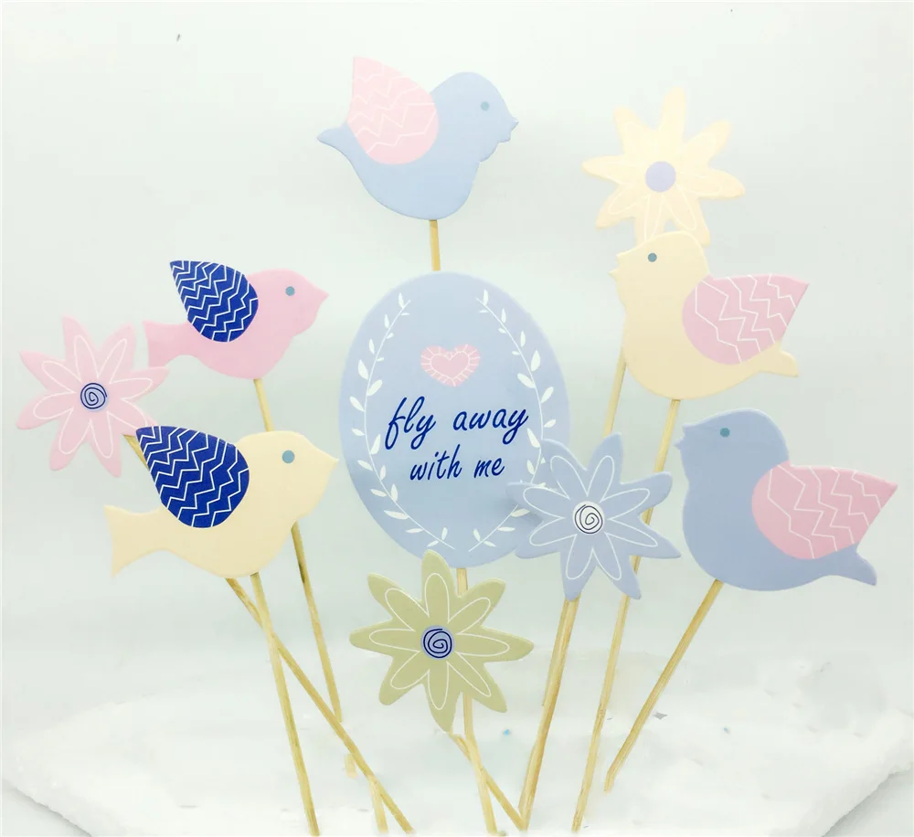 1 комплект птица с днем рождения в виде пирожного чашке фигурки жениха и невесты