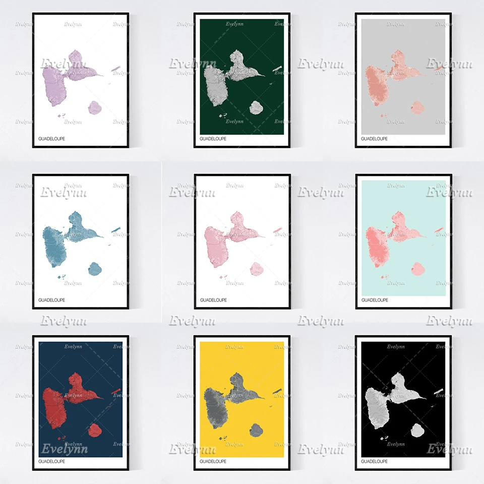 

Карта карибского острова Гваделупа, Художественная печать-много стилей-Сканди/винтажная Картина на холсте Современный домашний декор наст...