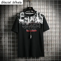 glacialwhale mens black t shirt men 2021 summer oversized print cotton punk hip hop streetwear harajuku tshirt male t shirt men