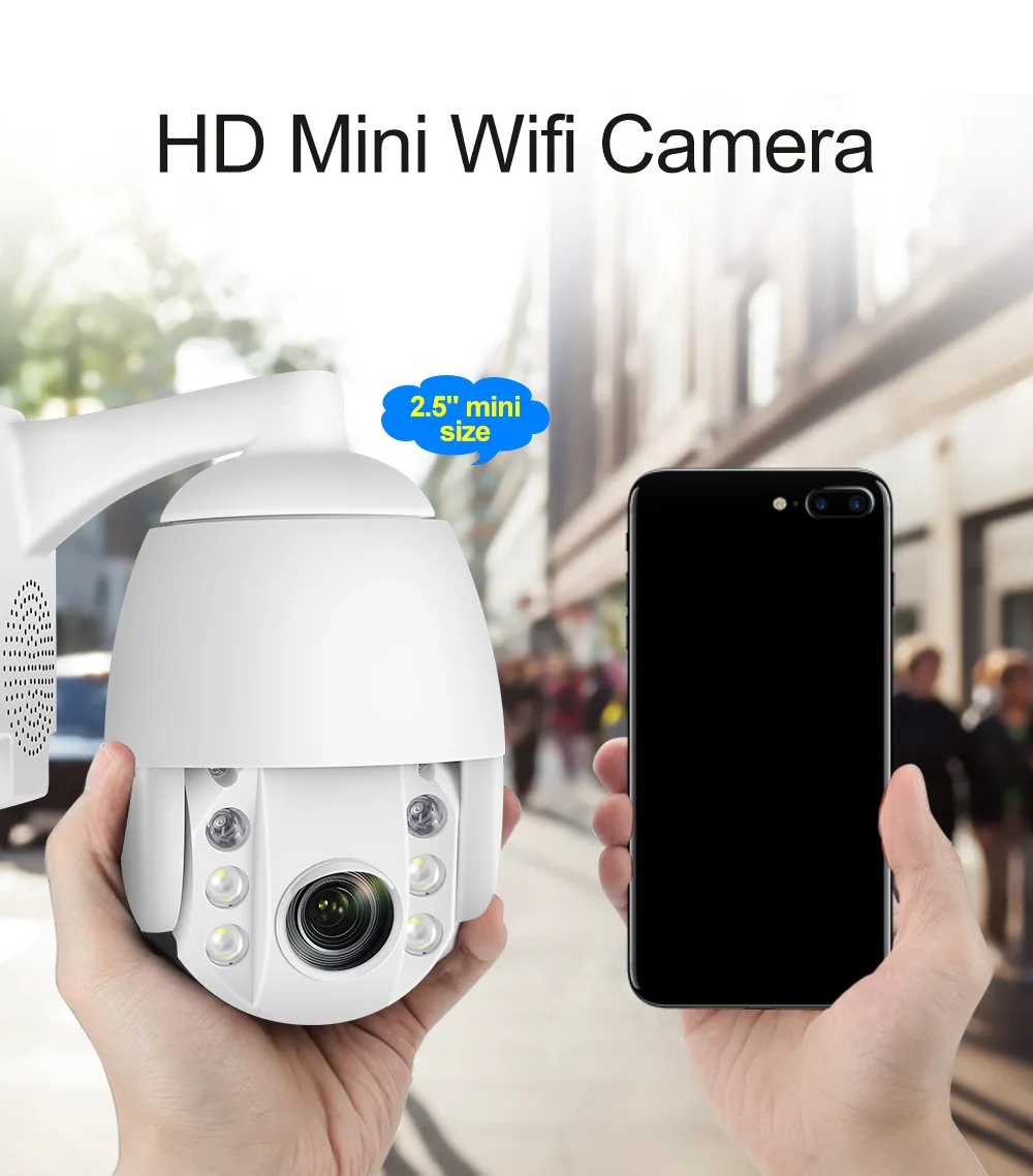 Беспроводная Wi Fi IP камера 1080P двусторонняя аудиосвязь 5 кратный оптический зум
