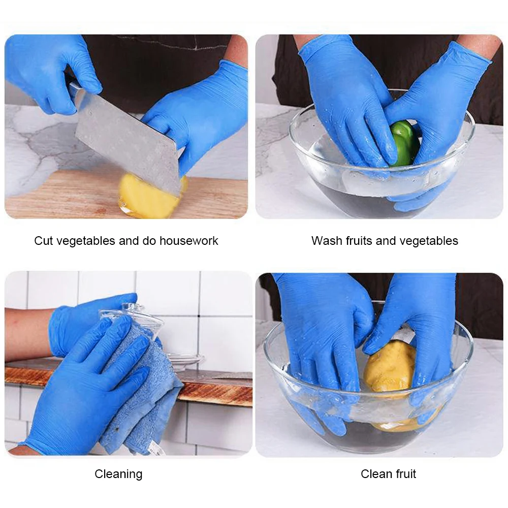 Перчатки одноразовые для мытья посуды универсальные синие 50 шт. | Дом и сад