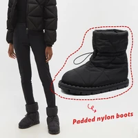 smile circle winter snow boots quilted nylon down ankle boots womens round toe flat bottom warm pillow boots