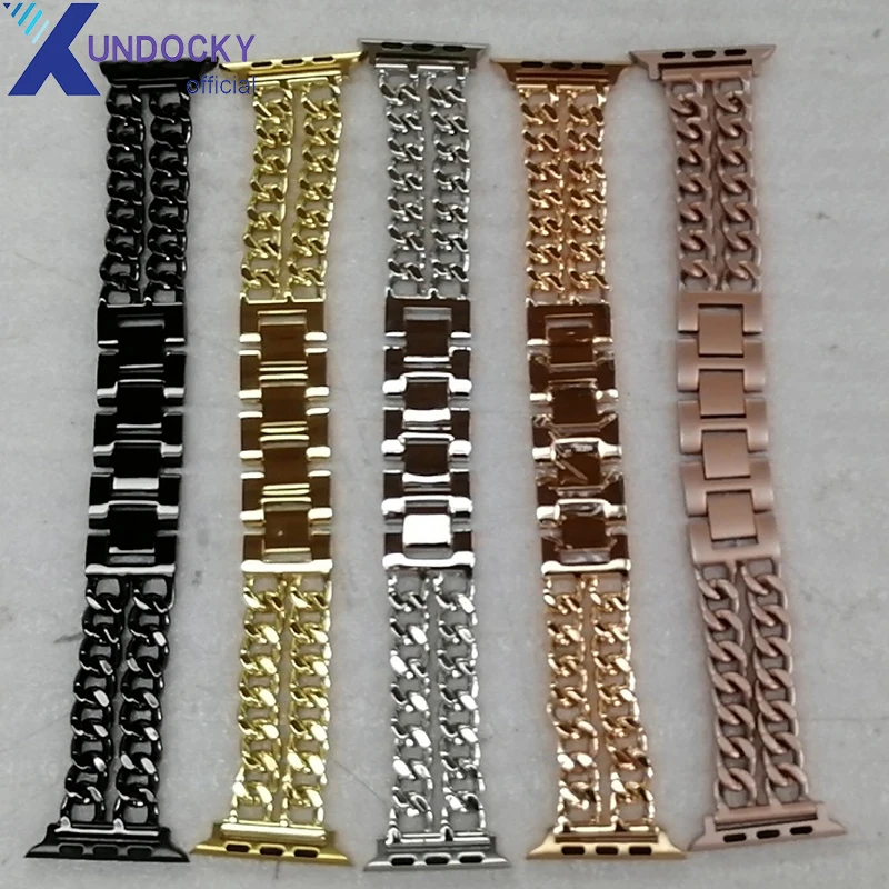 

Suitable For Apple Watch 6 5 4 3 2 1 Bracelet Stainless Steel Metal Strap Iwatch Denim Chain Strap Universal Model 42mm 38mm