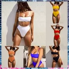 Женский купальник 2021, популярный женский купальник, однотонный купальник с высокой талией и открытой спиной, бюстгальтер на бретелях, летнее сексуальное бикини