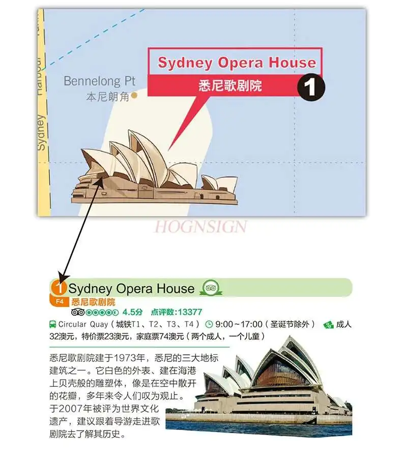 

Sydney Travel Map Jing Chinese and English Translations Attractions Transportation Food Shopping Accommodation Classic Tour