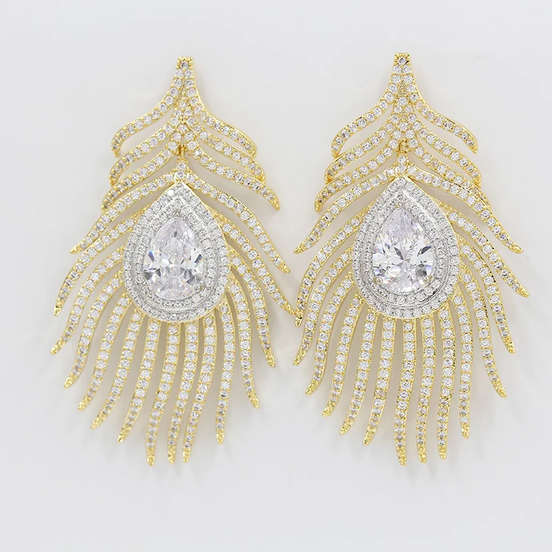 Dubai 18-karat gold pendant earrings, rose gold tassel jewelry earrings, wedding party ladies elegant and beautiful accessories
