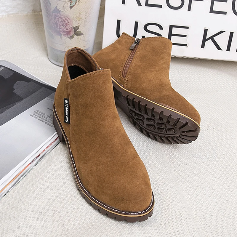 

New Autumn Early Winter Shoes Women Flat Heel Boots Fashion Keep warm Women's Boots Brand Woman Ankle Botas Comfortable