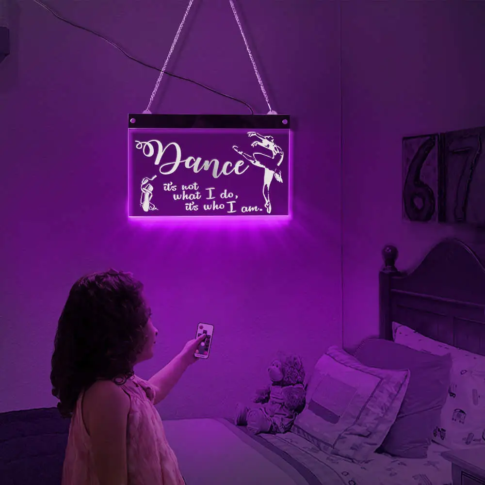 Dance Its Not What I Do its Who Am Inspirational Quote Acrylic LED NEON Sign Gift For Dancer Ballerina Studio Home Decor | Дом и сад