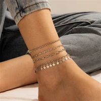 hi man 4pcsset bohemian mixed small round beads star anklet women fashion elegant leisure travel jewelry accessories