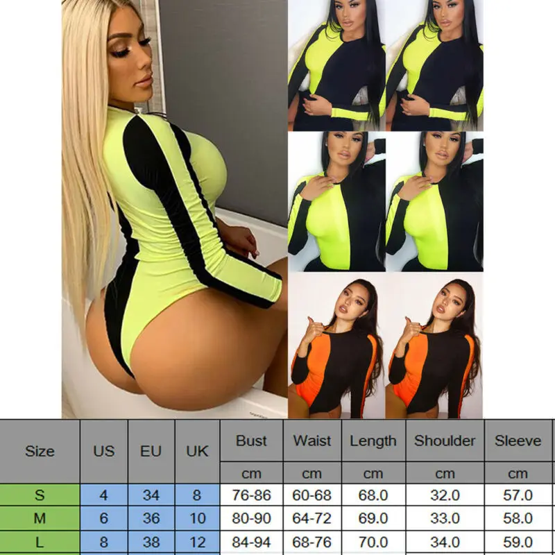 Женский комбидресс с длинными рукавами Флуоресцентный цвет лоскутный