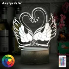 Новинка, в наличии 7 цветов, пульт дистанционного управления или сенсорный Управление 3D светодиодный Ночной светильник в форме лебедя настольная лампа Рождественское украшение для дома прекрасные подарки для детей