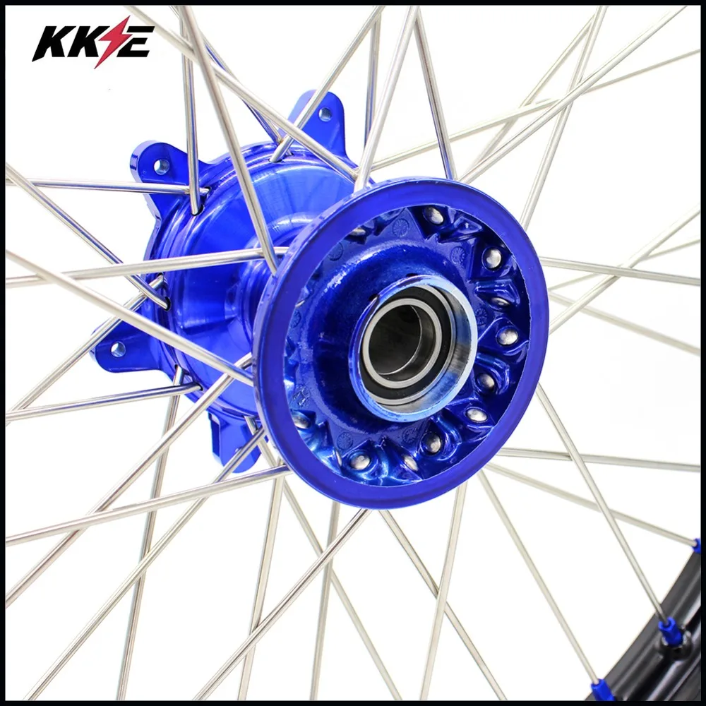 21/19 MX Давлением Мотоцикл колеса обод Набор для YAMAHA YZ125/250 1999- YZ250F 2001- YZ450F 2003- синий соски
