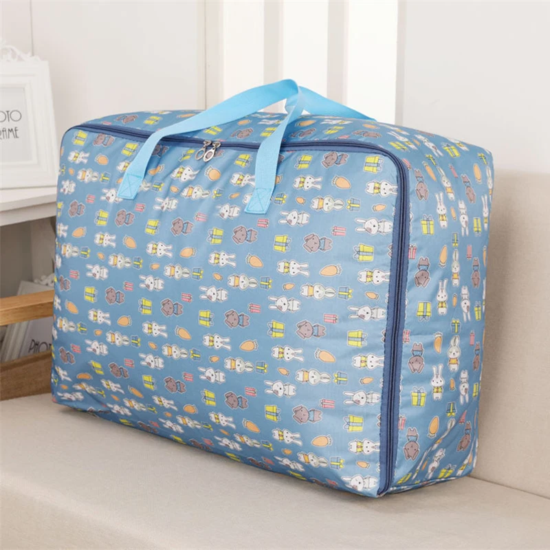 Waterproof Oxford Cloth Quilt Storage Bag Quilt Clothing Finishing Storage Bag Heavy Clothes Floral Storage Baggage Bag 70CM images - 6