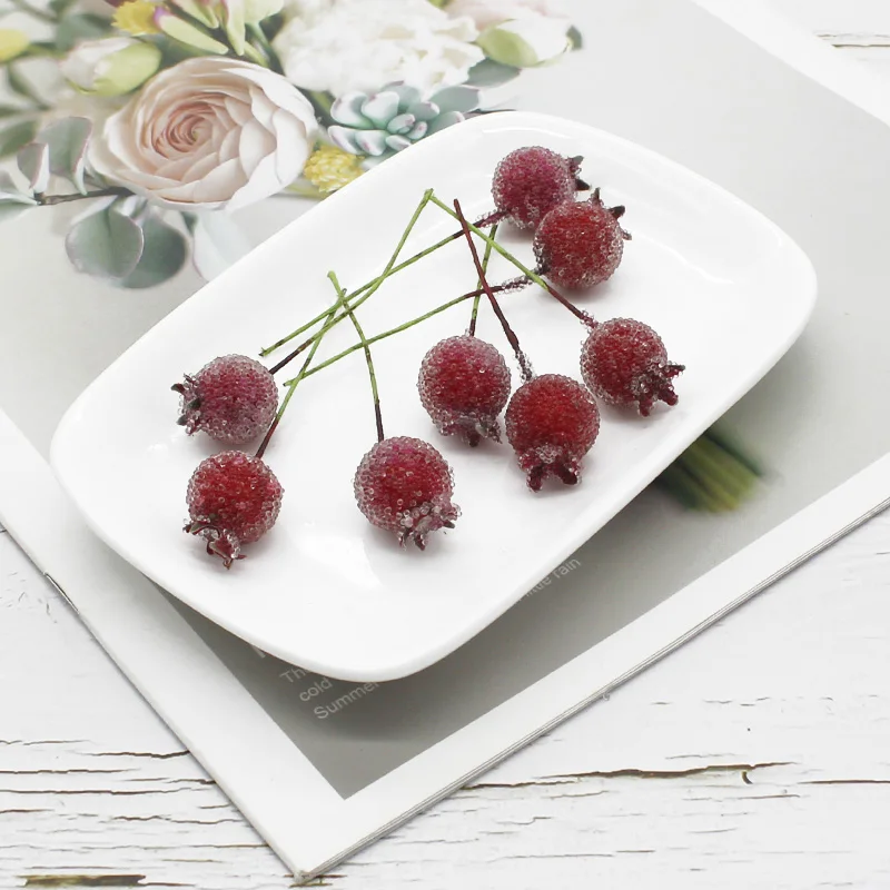 

10 Pieces Artificial Berries and Mushrooms Wedding Home Decoration Accessories Brooch Headdress New Year Candy Box Hairpin Gifts