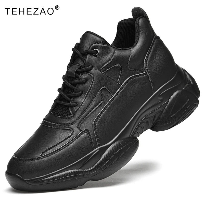 

TEHEZAO Couple Heightening Sports Shoes Non-Slip Soft-Soled Running Shoes Leather Fashion Outdoor Casual Shoes for Men and Women