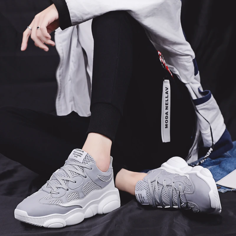 Новинка мужская повседневная обувь из сетчатого материала на шнуровке легкие