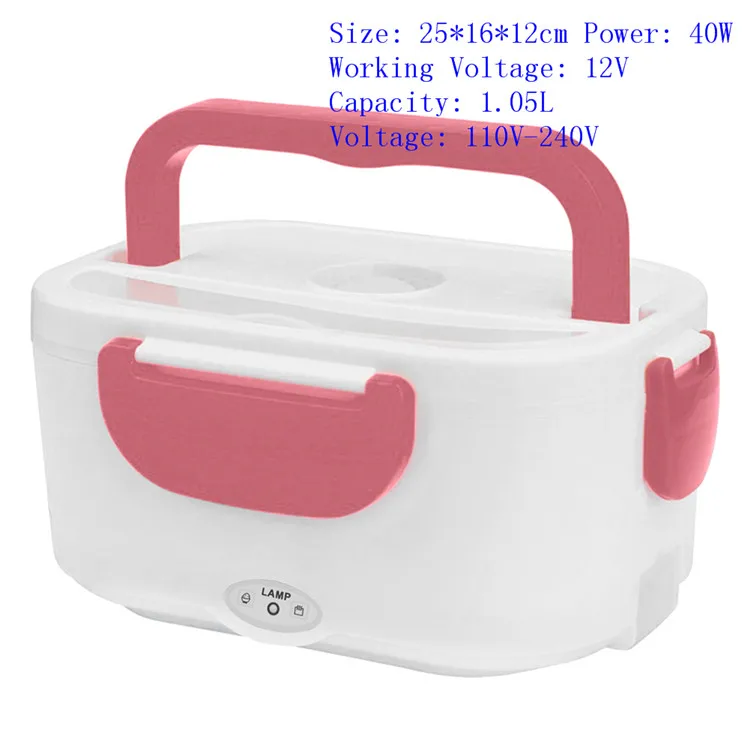 ABS 220V Pink EU 12 V-24 V 110V 220V с электрическим подогревом Коробки для обедов Портативный 2 в 1 автомобиля, дома и штепсельная вилка стандарта США/ЕС штекер Bento Коробки Нержавеющая сталь Еда контейнер - Цвет: ABS 220V Pink EU