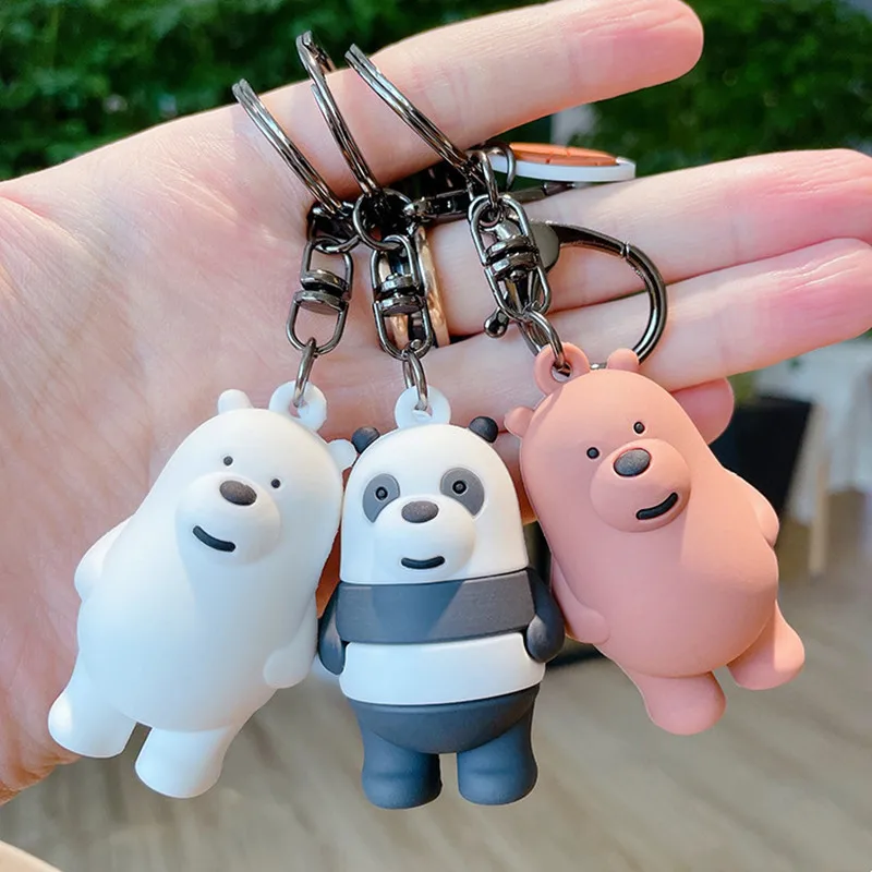 

Cute Panda Key Chain Cartoon Drop Glue Doll Small Brown Bear Key Chain Bag Pendant Lovers Gift Wholesale