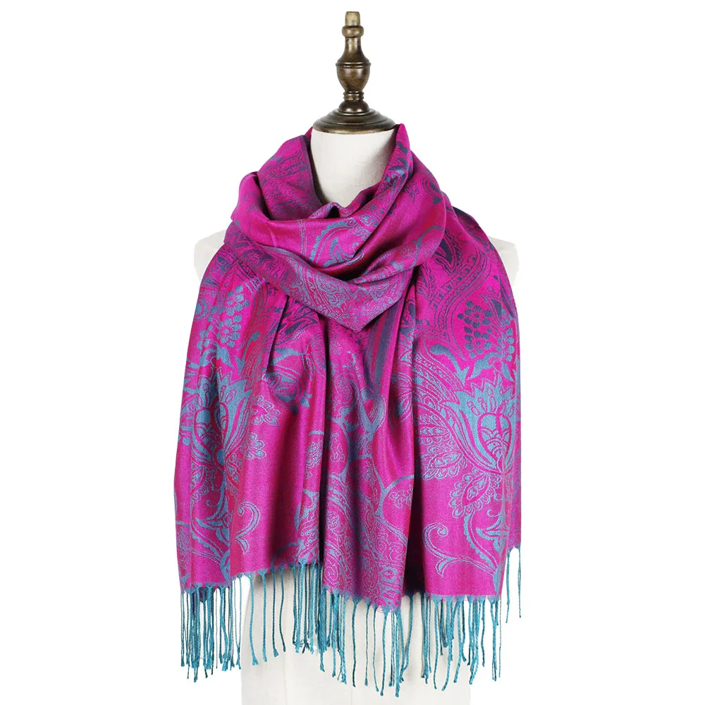 Жаккардовый шарф из искусственного шёлка Женские палантины платки Mujer бренд