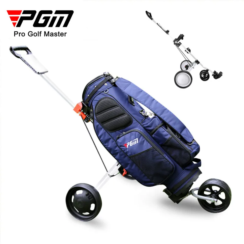 PGM Golf Pull Cart Adjustable Golf Trolley Cart 3 and 4 Wheels Push Pull Golf Cart Aluminium Alloy Foldable Trolley With Brake