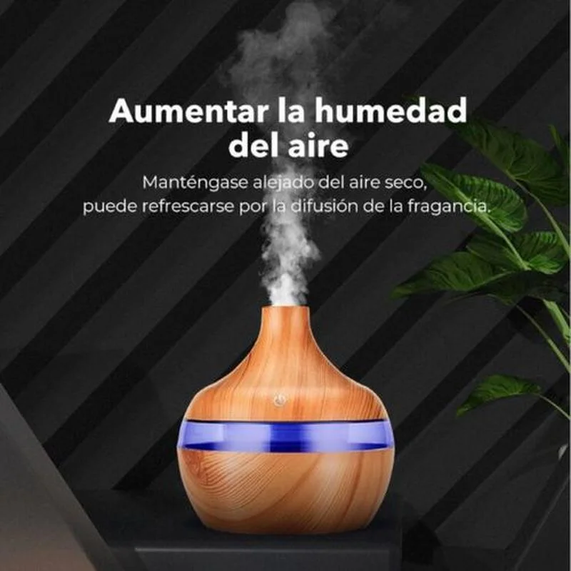 

Electric Humidifier Essential Aroma Oil Diffuser Ultrasonic Wood Grain Air Humidifier USB Mini Mist Maker LED Light
