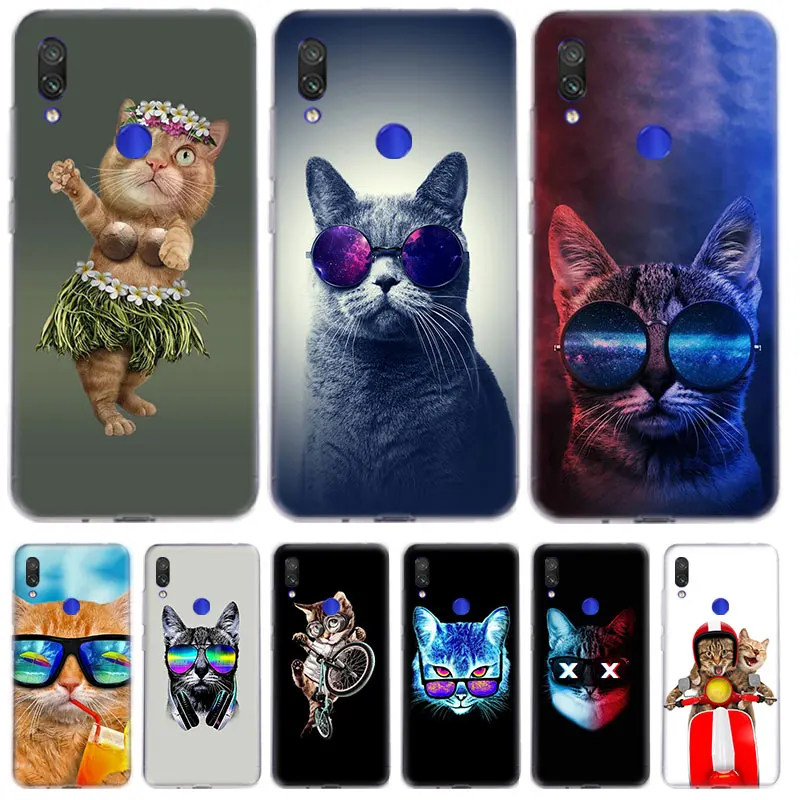 

Kitten with glasses Case For Xiaomi Redmi Note 10 Pro Max 8T 9T 9S 10S 9A 9C 9 Power 8 2021 Transparent Silicone Cover Coque