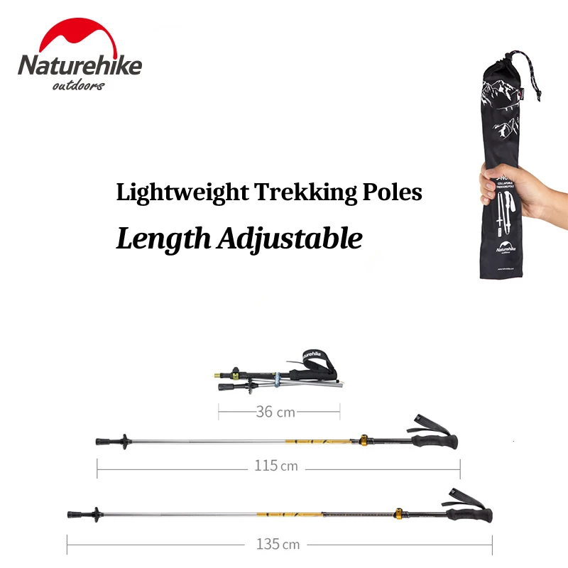 

NatureHike Folding Collapsible Alpenstocks Ultralight Walking Sticks Mountaineering Hiking Canes Trekking Walking Trail Poles
