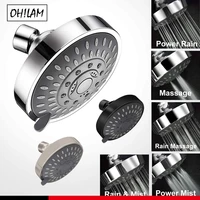 High Pressure Fixed Shower Head 5-Setting Bathroom Showerhead Inch High Flow Shower Head Adjustable Metal Swivel Ball Joint