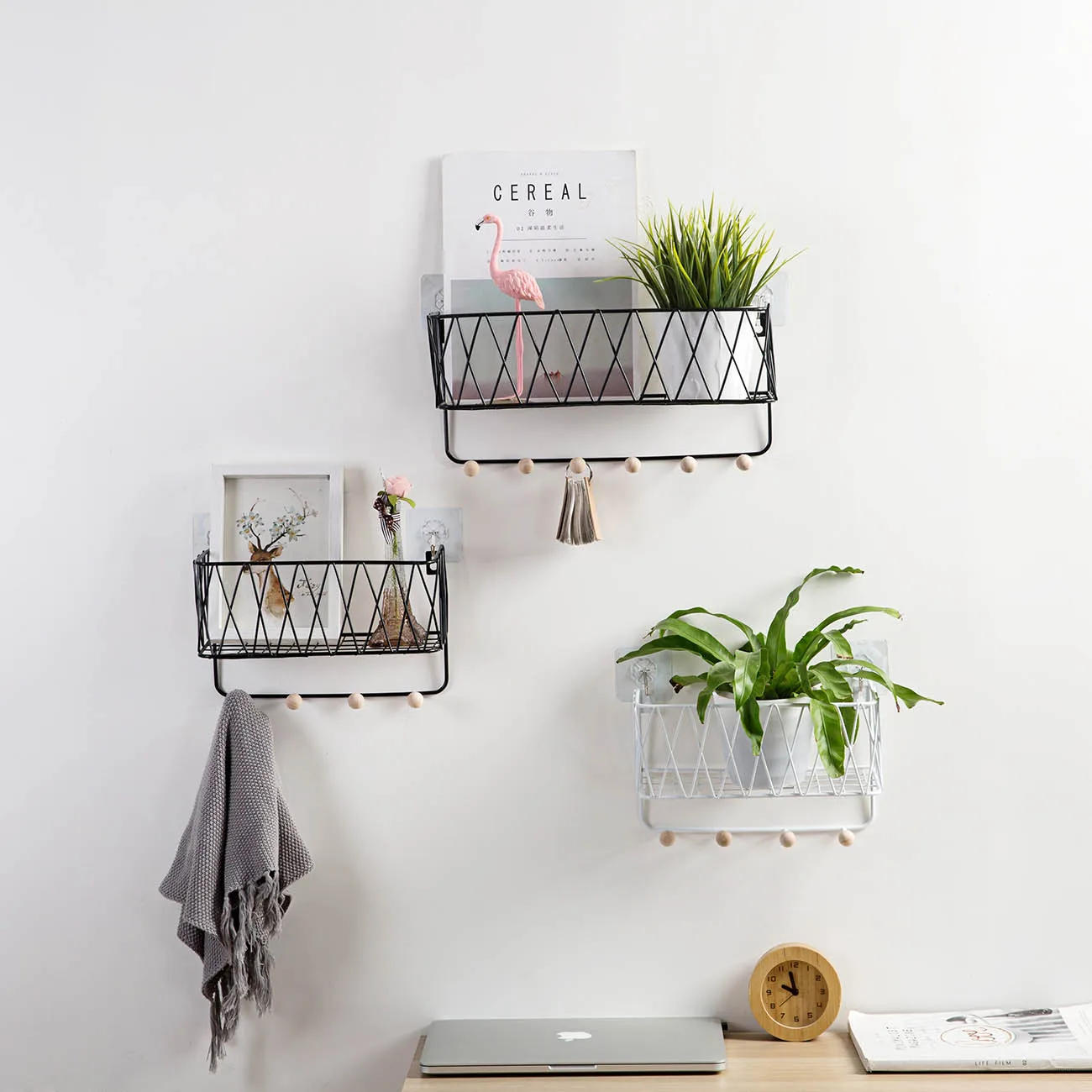 

Metal Storage Basket Wall Decoration Shelf Flower Pot Holder Household Sundries Storage Shelf Bathroom Shelves Shower Rack