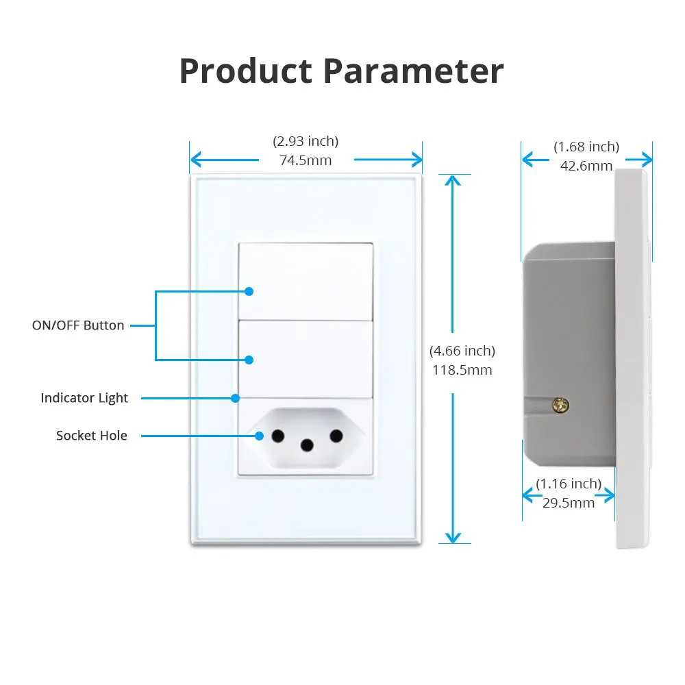 Zemismart Tuya WiFi Brazil Socket Smart Wall Light Switch Support Alexa Google Home Voice Control Brazilian Outlet | Обустройство