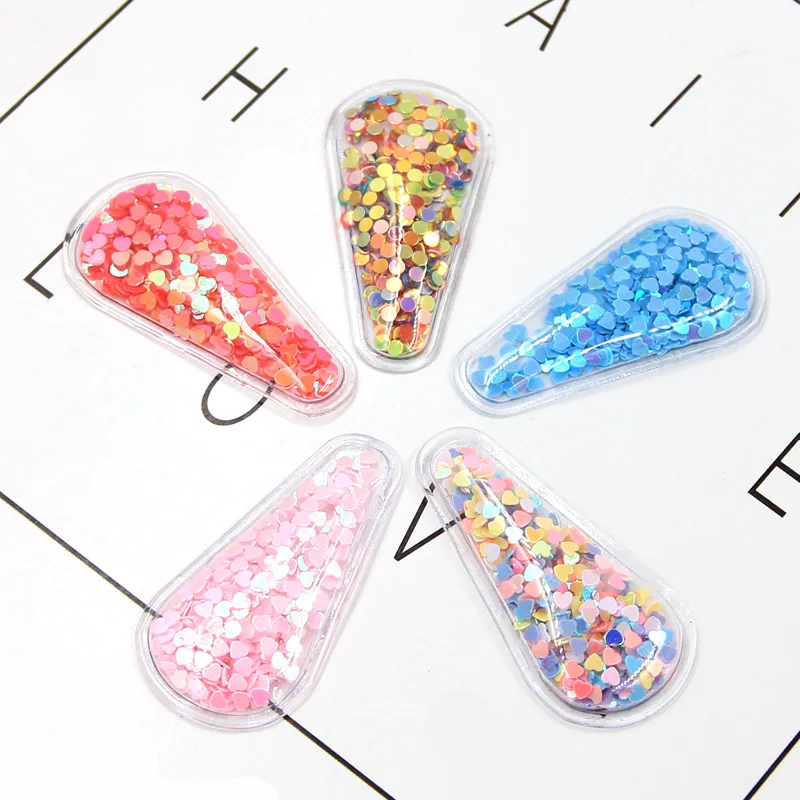 10 шт./лот 5 6*2 8 см разноцветные прозрачные чехлы для зажимов волос блестки