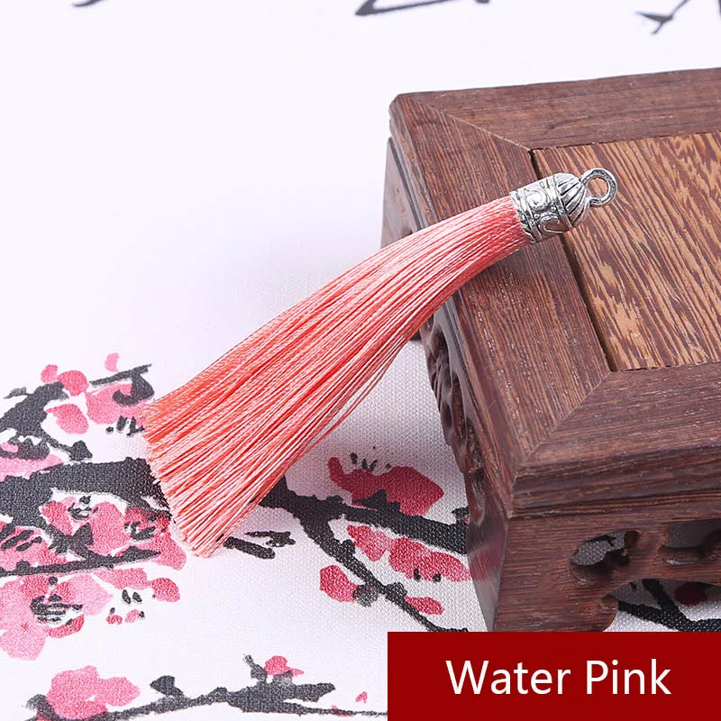 water pink 10 шт. 9 см длинные шелковые шнуры с кисточками и металлическими колпачками для сережек Подвески с кисточками подходят для изготовления ювелирных изделий своими руками - Цвет: water pink