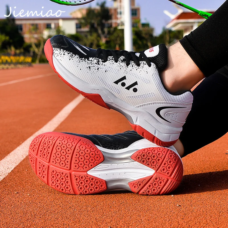 JIEMIAO New Professional Tennis Shoes for Men Women Mesh Breathable Badminton Tennis Shoes Indoor Sport Training Sneakers