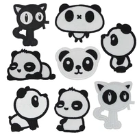 cute panda cat patches embroidery iron on patch for stripes clothing diy stickers sew on clothes denim jacket ufo appliques e