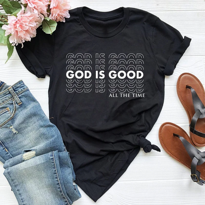 Футболка женская повседневная с коротким рукавом God Is Good All The Time|Футболки| |