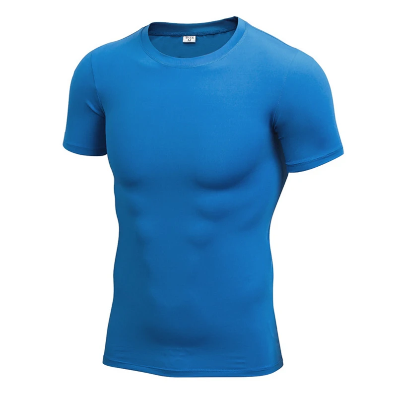

Spring and Autumn Men's T-shirt Slim solid color fitness sports running tight-fitting T-shirt Stretch wicking and quick-drying M