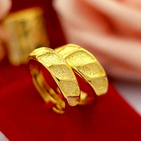 24k gold plated couple rings dull polish classic couple rings lovers anniversary engagement wedding rings trenday jewelry gift