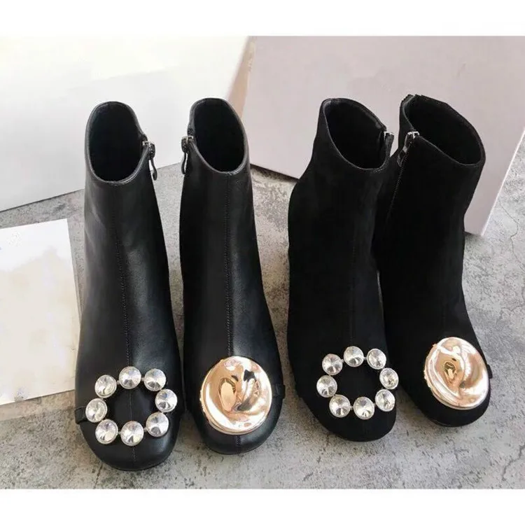 Martins/ботинки на Высоком толстом каблуке aлмазный квадратная пряжка короткие