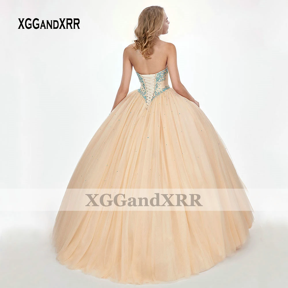

Sexy Sweetheart Champagne Quinceanera Dresses 2020 Sweet 15 Tulle Princess Dress Girl Prom 16 Ball Gown Party Dress Celebridad