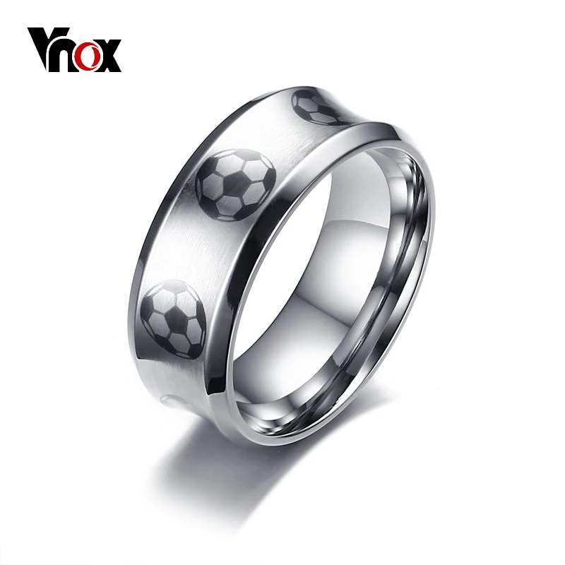 Vnox Футбол шаблон кольцо для Для мужчин высокое качество Нержавеющая сталь