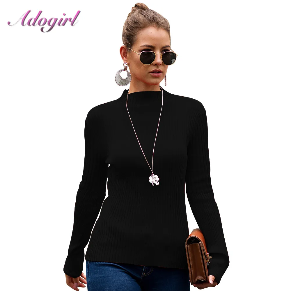 Свитер женский зимний с воротником-хомутом и длинным рукавом | Женская одежда