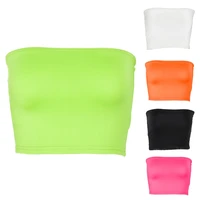 women summer sexy strapless cropped tube top neon solid color off shoulder bralette basic wrapped chest bandeau bustier party cl