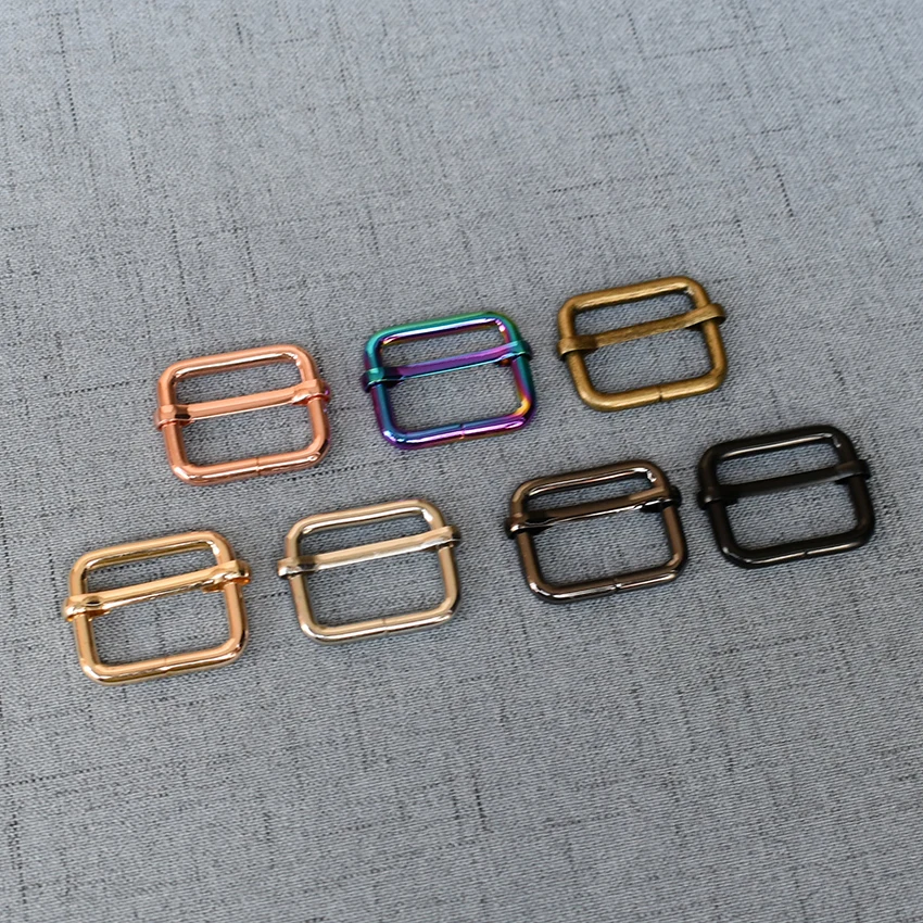 10 Pcs/Lot 25mm Metal Thickness Shoulder Leather Bag Strap Belt Web Rectangle of 7 different colors Slider Adjustable Buckle