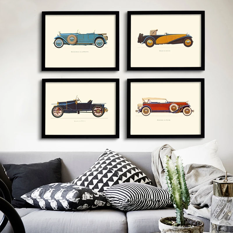 

New Classic Cars Vintage Canvas Painting Posters Prints Oil Wall Art Pictures For Living Room Decoration Home Decor Unframed