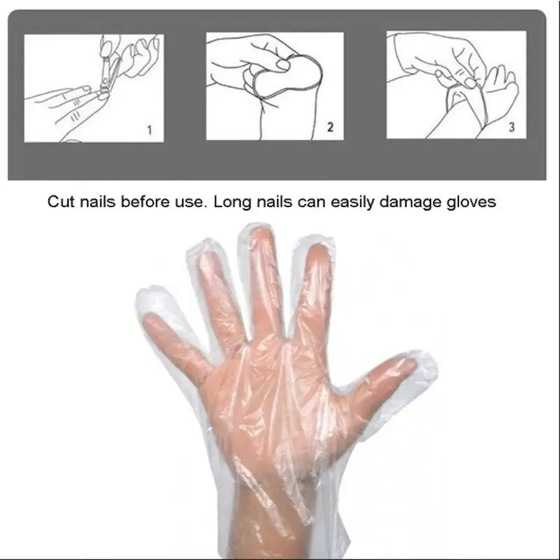 

200Pcs Plastic Children's Disposable Polyethylene Transparent Gloves Food Deal Cooking Clean Kitchen Restaurant Barbecue AC
