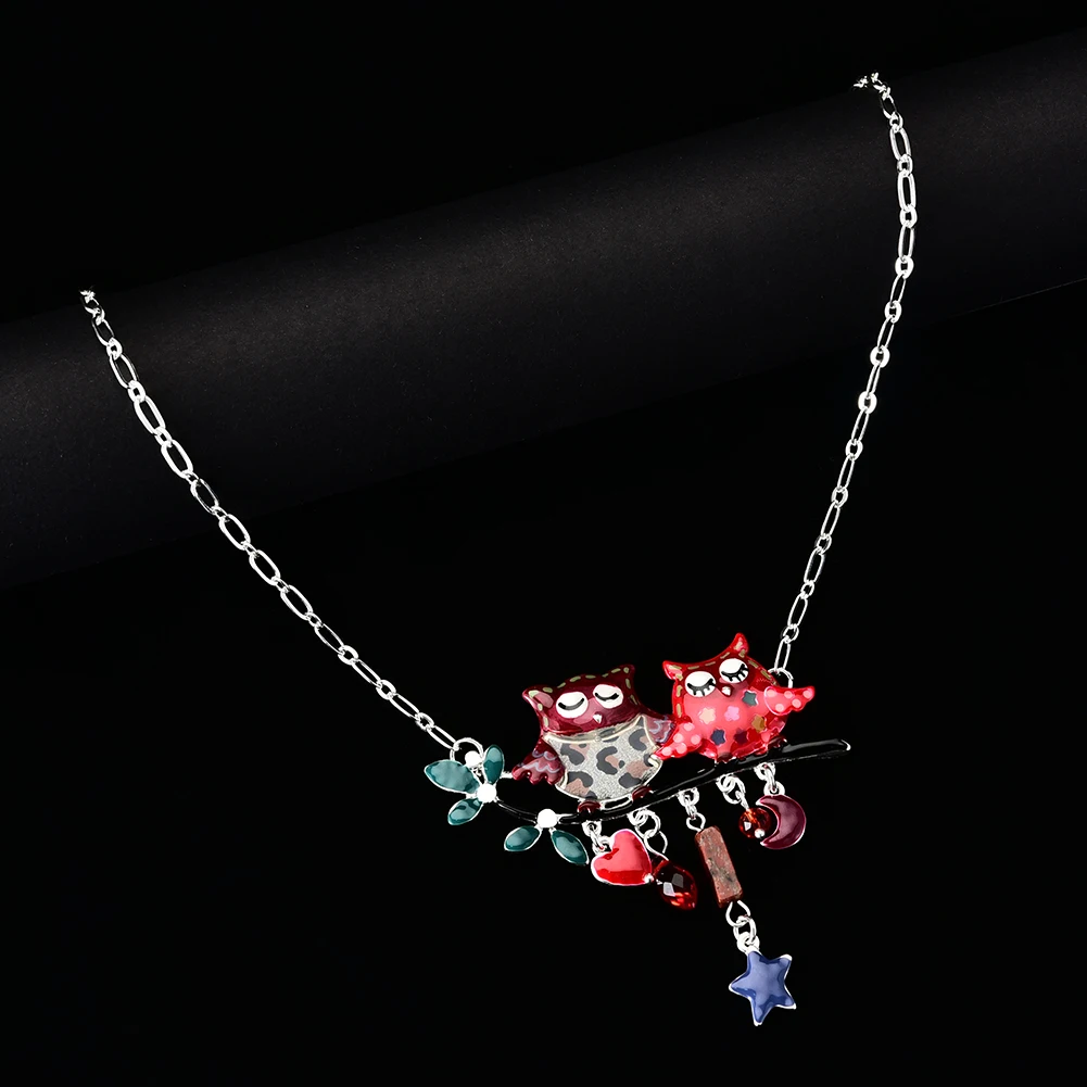 Ожерелье с подвеской в виде совы и птицы из эмалированного сплава модные