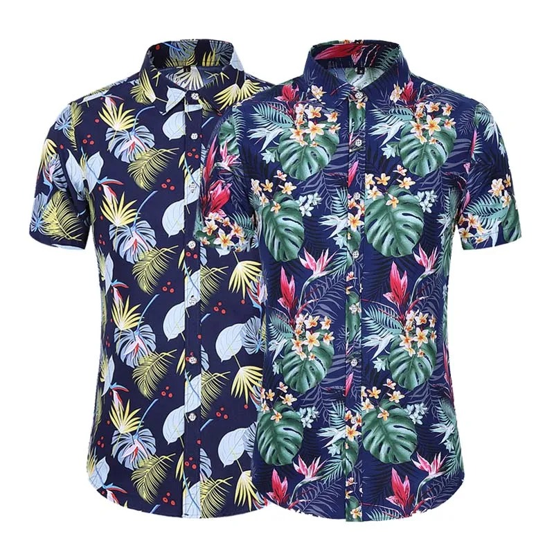 Мужская гавайская рубашка с коротким рукавом повседневная классическая пляжная