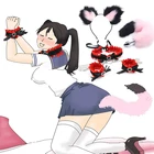 Наручники для секса, воротник, плетка, кляп, зажимы для сосков, веревка, бондаж, наборы для БДСМ, взрослые секс-игрушки для женщин, пар, Анальная пробка, лиса, женская